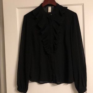 H&M Black Hidden Button-down Blouse
